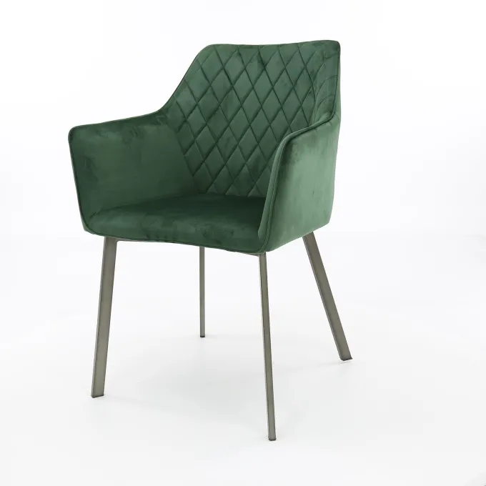 WoonStijl Armstoel diamond stitch - Antraciet en Groen Velvet