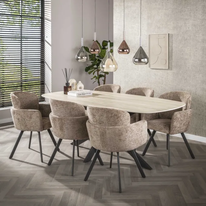 WoonStijl Armstoel Embrace draaibaar - Hoven champagne