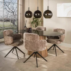 WoonStijl Armstoel Flex draaibaar Hoven champagne-bruin