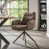WoonStijl Armstoel Lounge draaibaar taupe met bruin onderstel