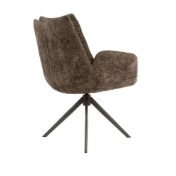 WoonStijl Armstoel Lounge draaibaar taupe met bruin onderstel