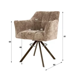 WoonStijl Armstoel Raster draaibaar Hoven champagne-bruin frame