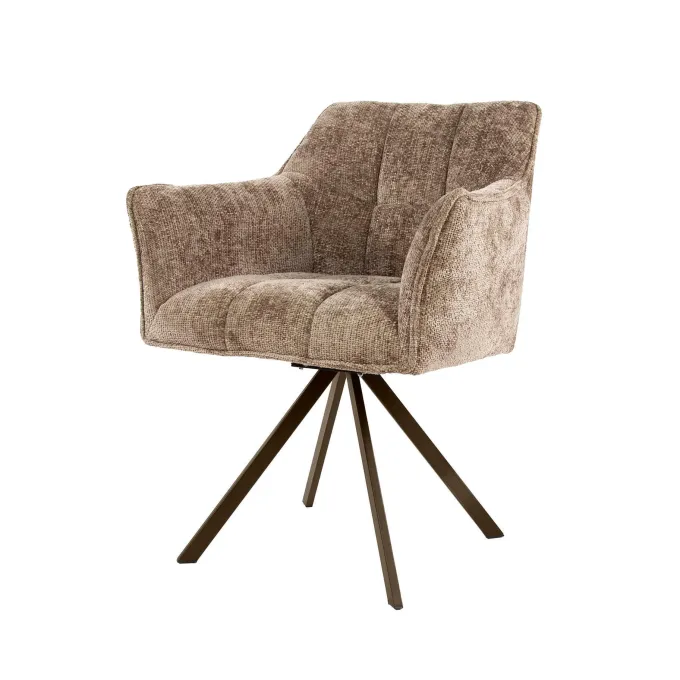 WoonStijl Armstoel Raster draaibaar Hoven champagne-bruin frame