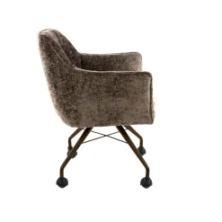 WoonStijl Armstoel Raster wieltjes Hoven taupe met bruin frame