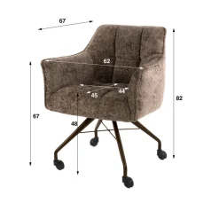 WoonStijl Armstoel Raster wieltjes Hoven taupe met bruin frame