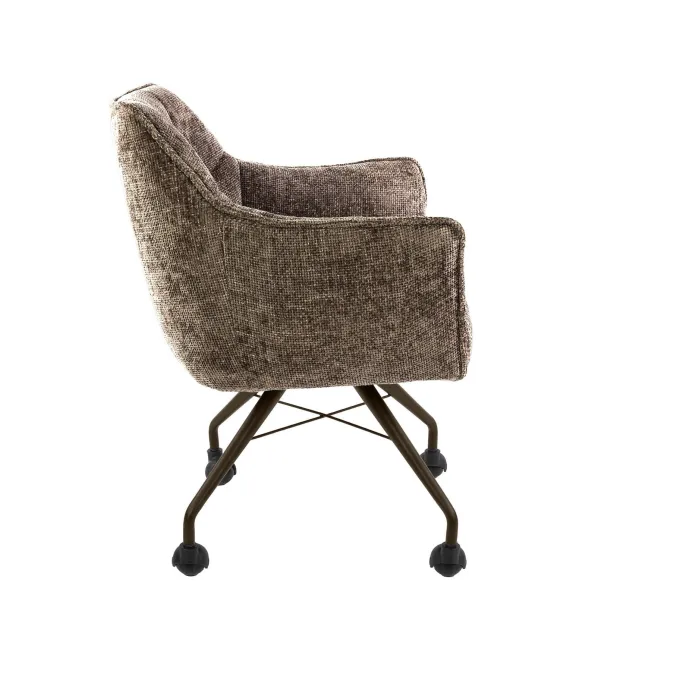 WoonStijl Armstoel Raster wieltjes Hoven champagne-bruin frame