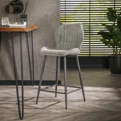 WoonStijl Barstoel boucle lendesteun grijs