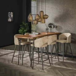 WoonStijl Barstoel boucle salon boucle zandkleur