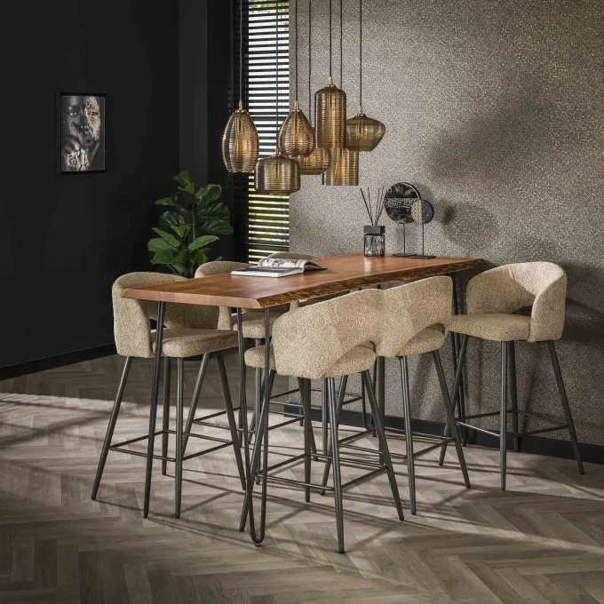 WoonStijl Barstoel boucle salon boucle zandkleur