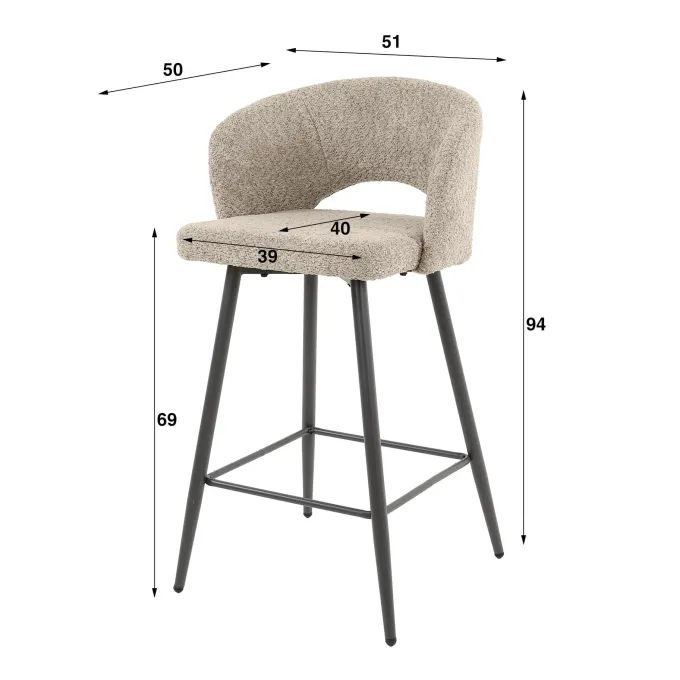 WoonStijl Barstoel boucle salon boucle zandkleur