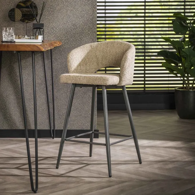 WoonStijl Barstoel boucle salon boucle zandkleur