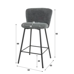 WoonStijl Barstoel Curve Boucle grijs