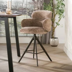 WoonStijl Barstoel Flex draaibaar Hoven champagne - frame bruin