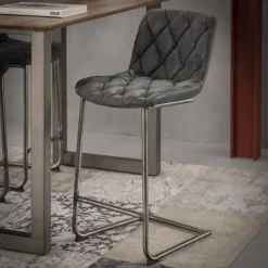 WoonStijl Barstoel grid sledepoot Wax PU zwart