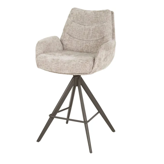 WoonStijl Barstoel lounge Rich zand met bruin onderstel