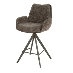 WoonStijl Barstoel lounge Rich taupe met bruin onderstel