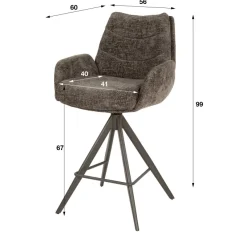 WoonStijl Barstoel lounge Rich taupe met bruin onderstel
