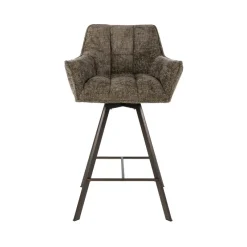 WoonStijl Barstoel raster draaibaar Rich Taupe - Bruin frame