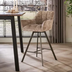 WoonStijl Barstoel raster draaibaar Rich champagne - Bruin frame