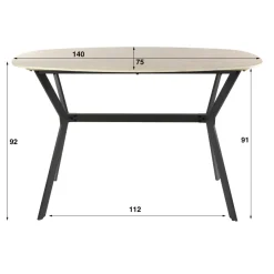 WoonStijl Bartafel Romano deens ovaal 140cm