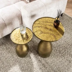WoonStijl Bijzettafel S druppel Eclipse goud antiek finish