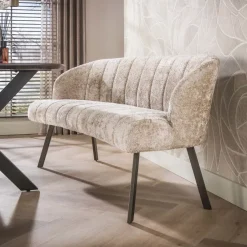 WoonStijl Eetkamerbank Oval Allura zand - Frame bruin