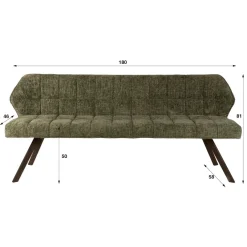 WoonStijl Eetkamerbank raster 180 Hoven groen-bruin frame