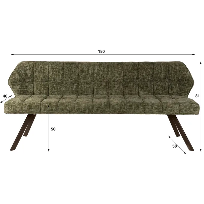 WoonStijl Eetkamerbank raster 180 Hoven groen-bruin frame