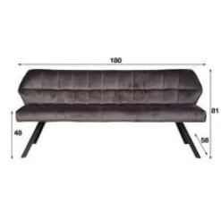 WoonStijl Eetkamerbank Raster 180 Velvet Antraciet - Luxe en Comfort