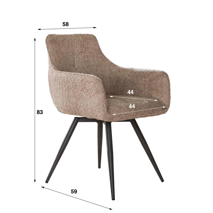 WoonStijl Eetkamerstoel Draaibaar Boucle zand