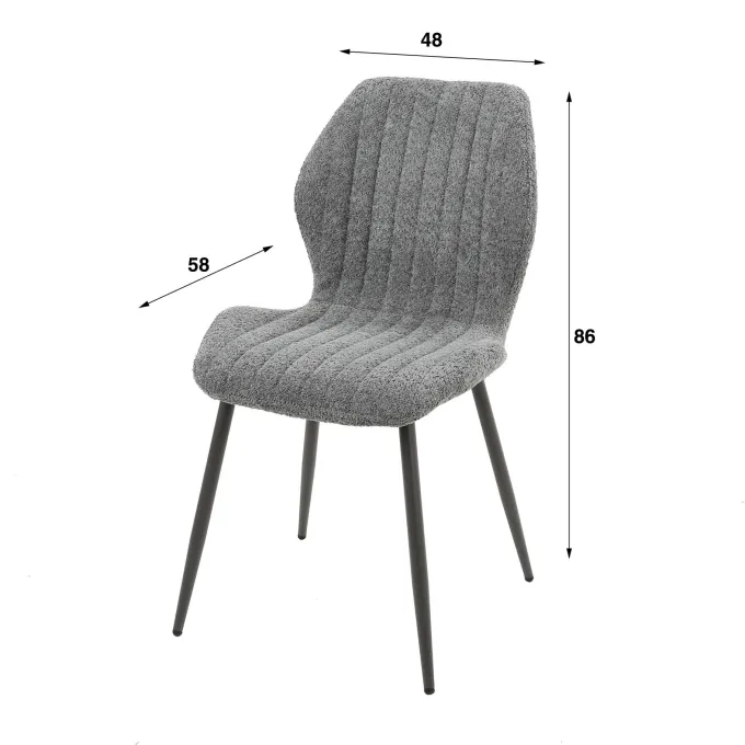 WoonStijl Eetkamerstoel Lende Boucle grijs