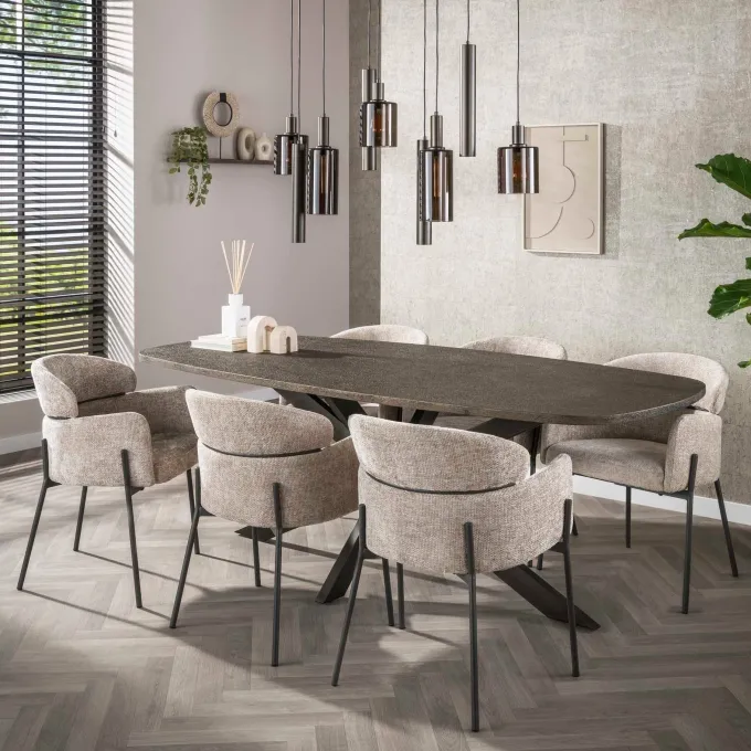 WoonStijl Eetkamerstoel ronde rug Curva Hoven Zand