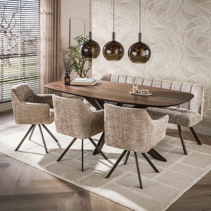 WoonStijl Eetkamertafel 215 Arhus solid bruin