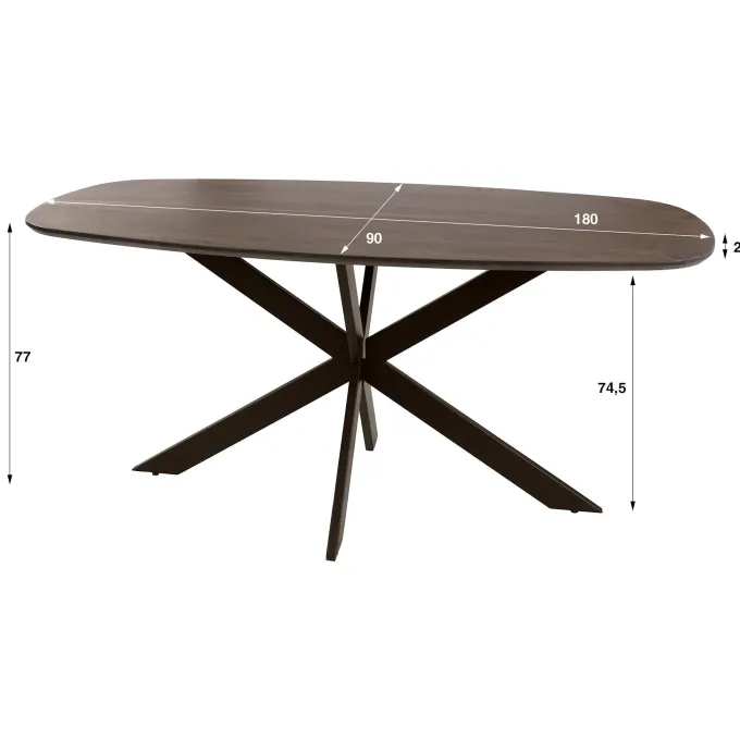 WoonStijl Eetkamertafel 180 Arhus solid bruin