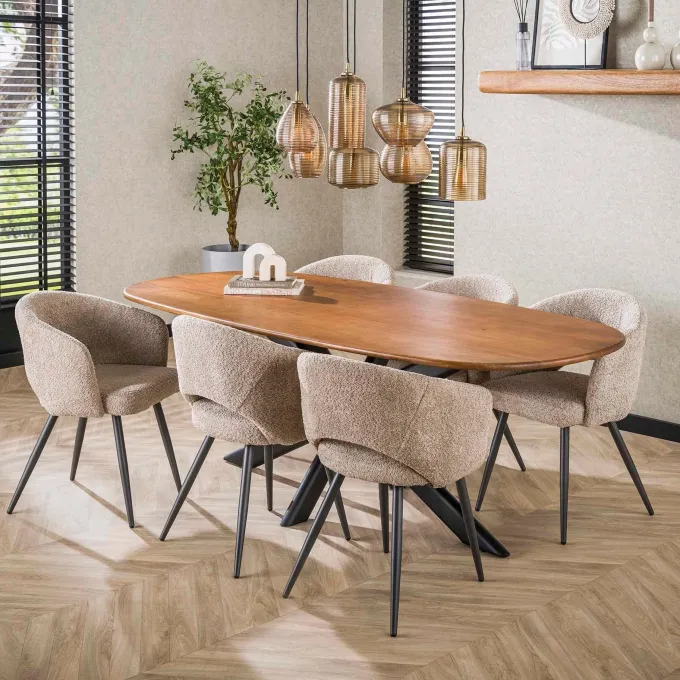 WoonStijl Eetkamertafel 180 Cliff ovale buis mango