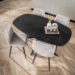 WoonStijl Eetkamertafel 150 deens ovaal zwart bruin
