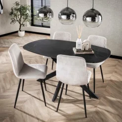 WoonStijl Eetkamertafel 150 deens ovaal zwart bruin