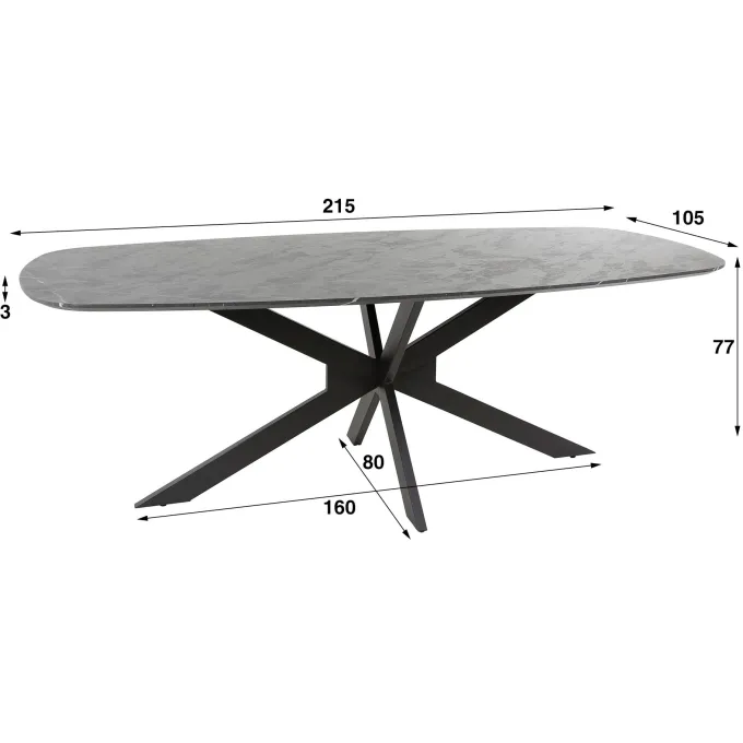 WoonStijl Eetkamertafel 215 deens ovaal zwart bruin