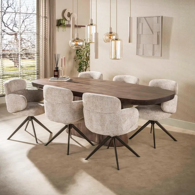 WoonStijl Eettafel Arcadia deens ovaal 240cm Massief acacia bruin