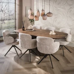 WoonStijl Eettafel Central Deens ovaal 215 cm acacia bruin