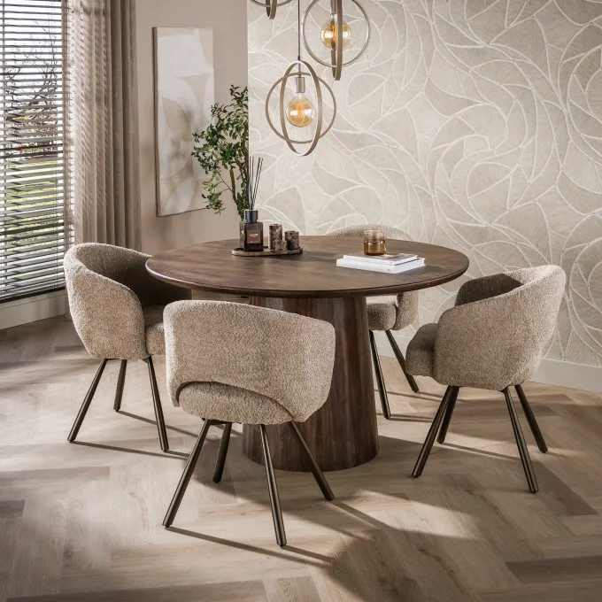 WoonStijl Eettafel Central rond Ø130 cm acacia bruin