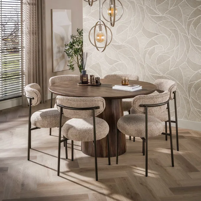 WoonStijl Eettafel Central rond Ø130 cm acacia bruin