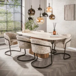 WoonStijl Eettafel Romano Centro deens ovaal 215cm / 3D keramiek travertin