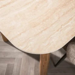 WoonStijl Eettafel Romano Curvo 180 cm Keramiek travertin