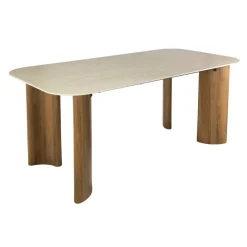 WoonStijl Eettafel Romano Curvo 180 cm Keramiek travertin