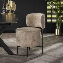 WoonStijl Eettafelstoel cocktail draaibaar Boucle zandkleur
