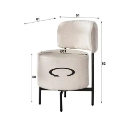 WoonStijl Eettafelstoel cocktail draaibaar Boucle zandkleur