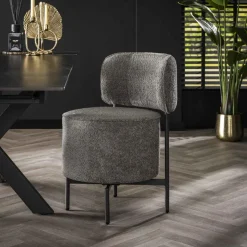 WoonStijl Eettafelstoel cocktail draaibaar Boucle grijs