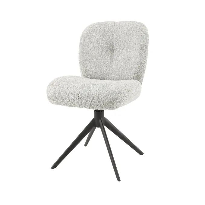 WoonStijl Eettafelstoel Comfort draaibaar Boucle Zilver