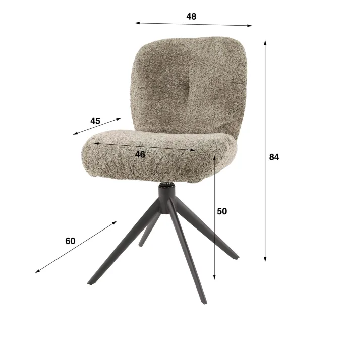 WoonStijl Eettafelstoel Comfort draaibaar Boucle Zilver
